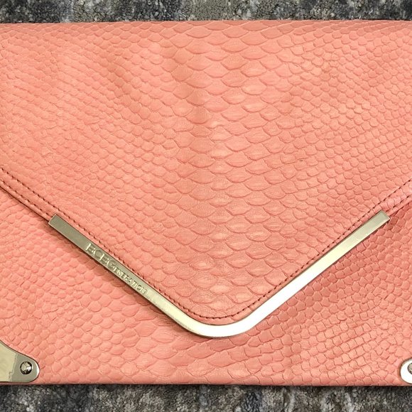 BCBG Light Pink Faux Snakeskin Envelope Clutch - Picture 6 of 13